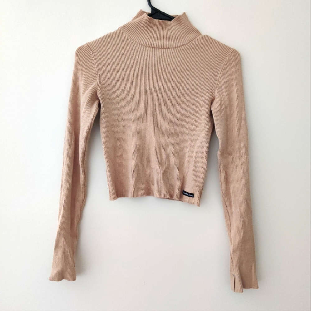 Calvin Klein Crop Thin moch neck sweater XS